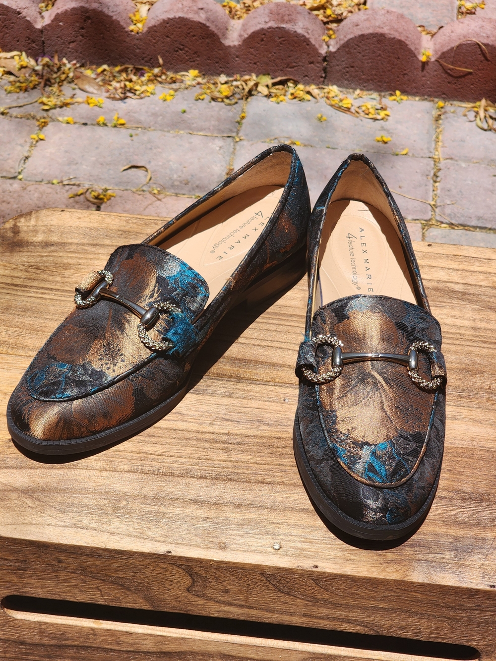 Alex Marie Gilmore Two Printed Jacquard Bit Buckle Loafers Size 6 - Picture 8 of 9